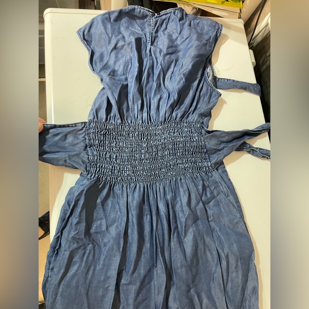 Zara Tencel Blue Sleeveless Dress - Picture 6 of 9